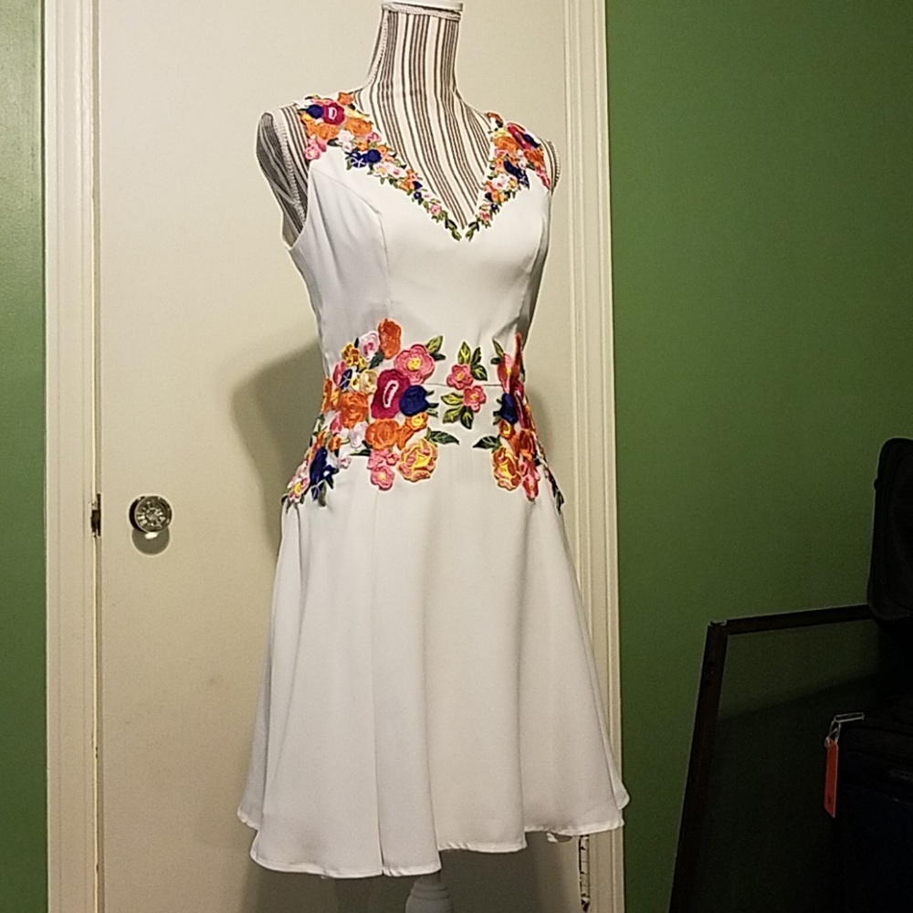 White knee length dress